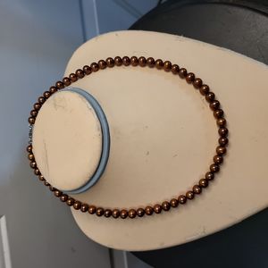 14k White Gold Brown Bronze Tone Cultured Pearl Necklace